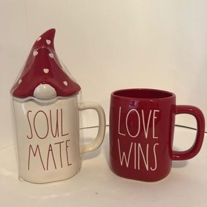 New Rae Dunn Soul mate gnome and love wins mug set